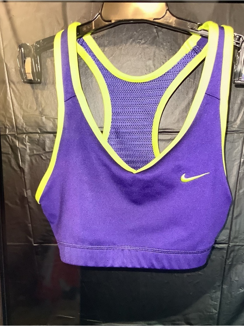 Nike Purple Sports Bra with Neon Yellow Trim Racerback